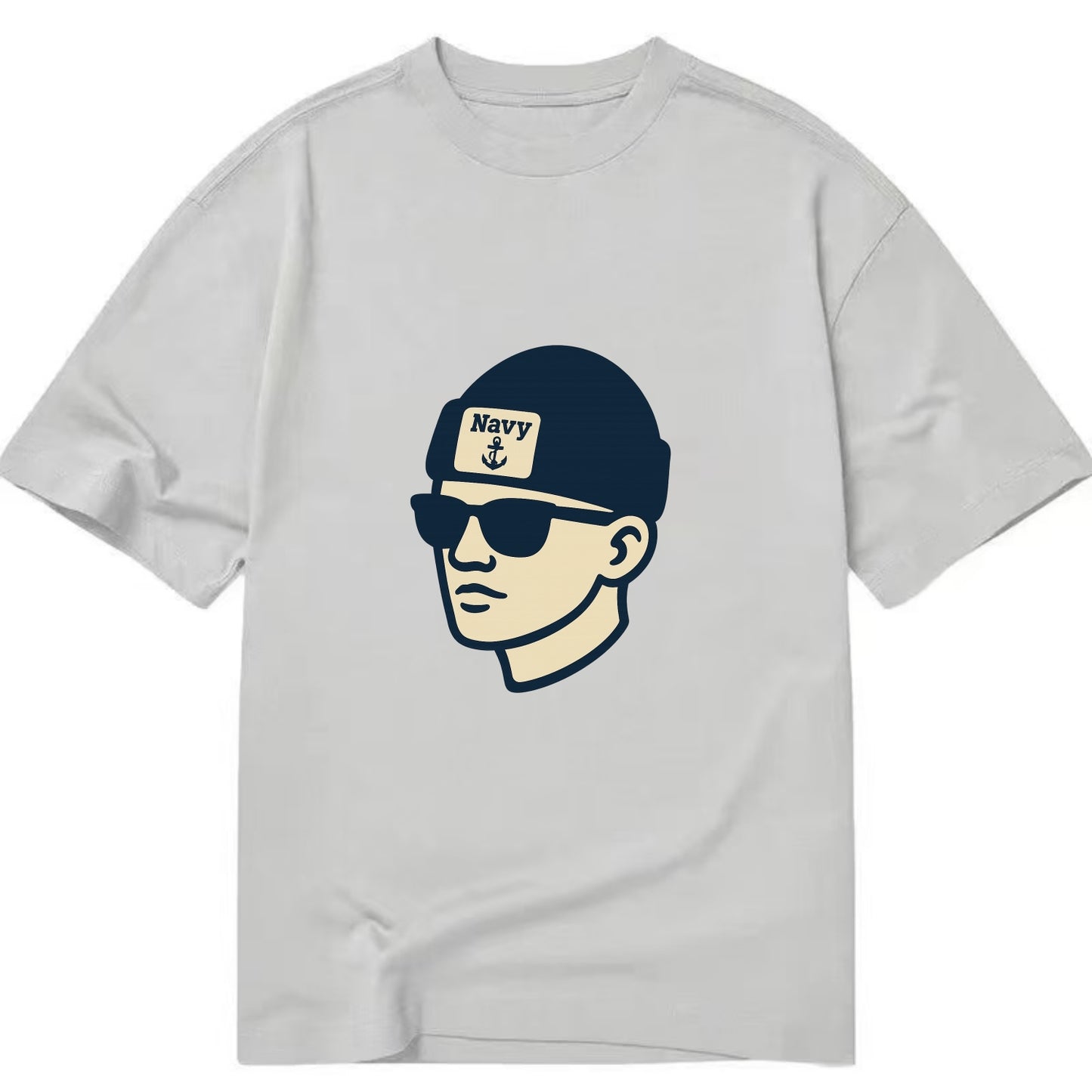 Annapolis Midshipman wearing Navy beanie with anchor patch - Classic T-shirt - Grey