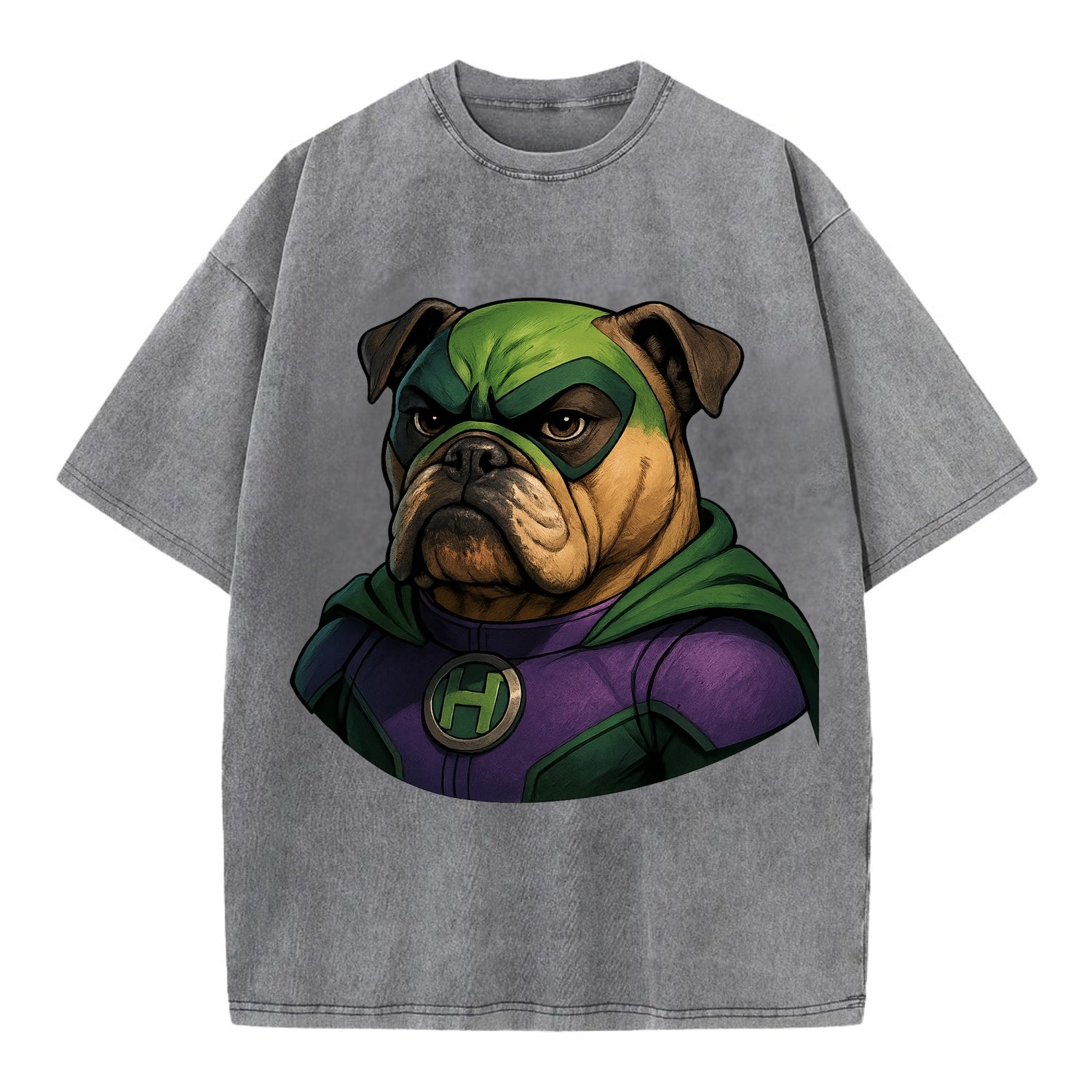 Bulldog Strong Hero  - Vintage T-shirt - Grey