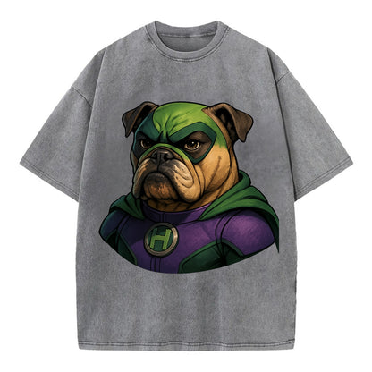 Bulldog Strong Hero  - Vintage T-shirt - Grey