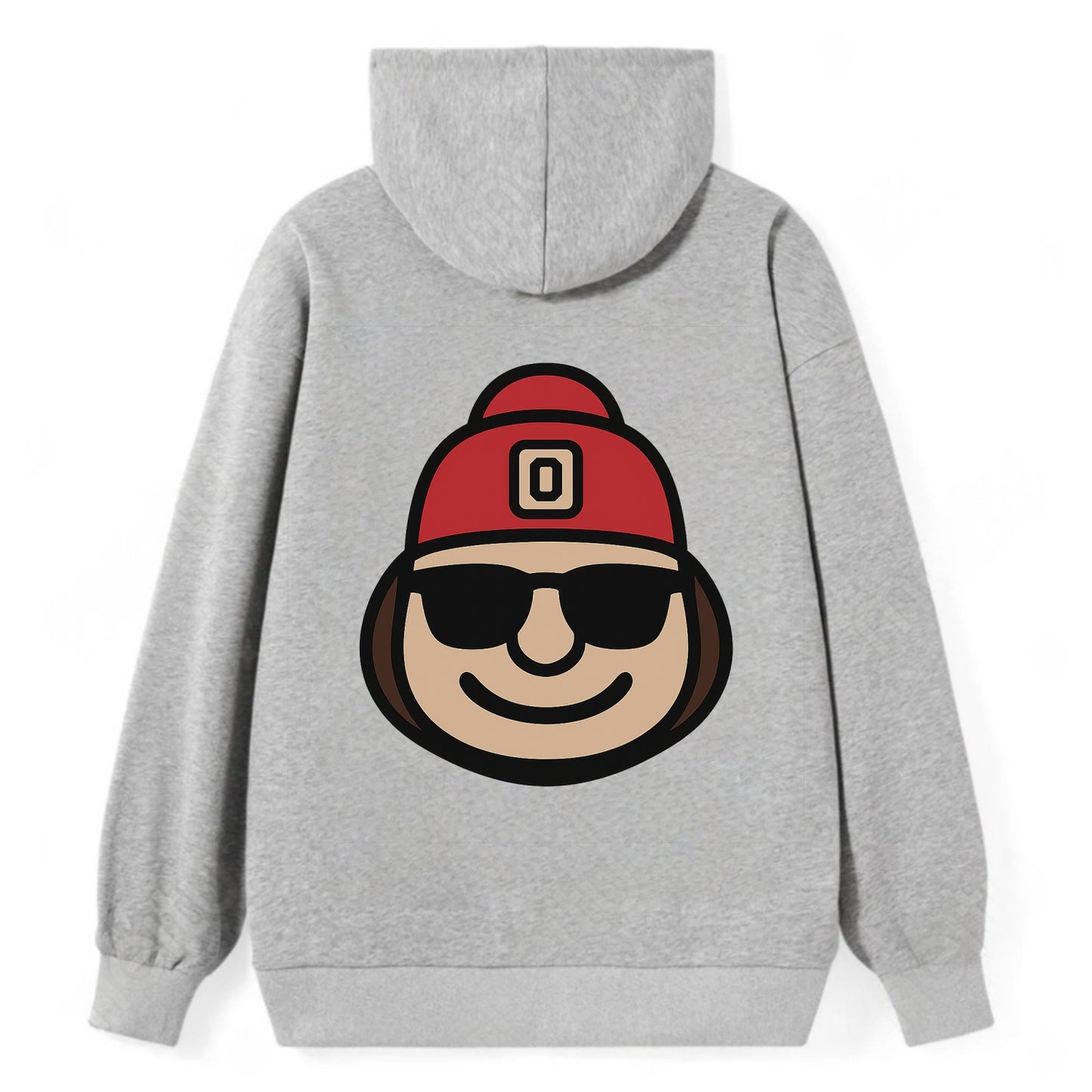 Columbus Brutus wearing Ohio State beanie with Block O patch - Classic Pullover Hoodie - Grey
