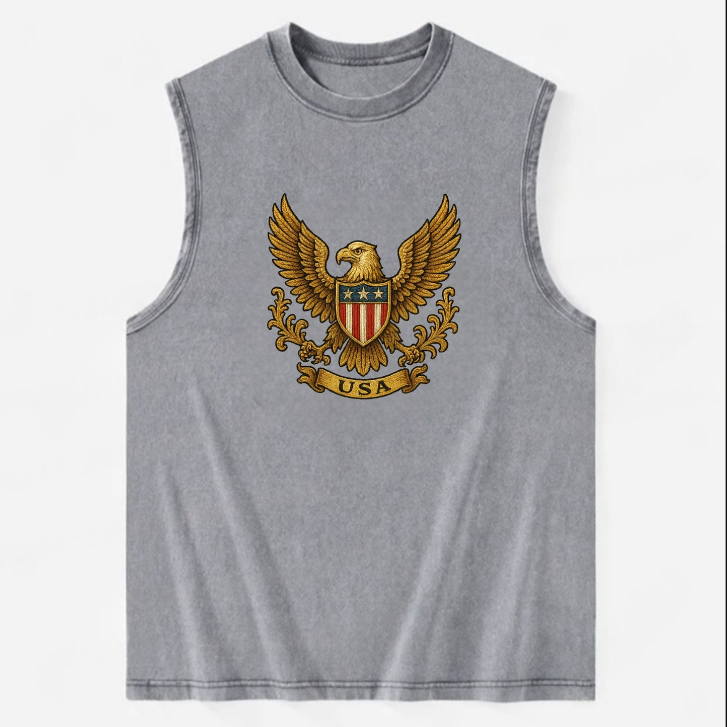 Usa Heritage Eagle 3 - Vintage Washed Tank - Grey