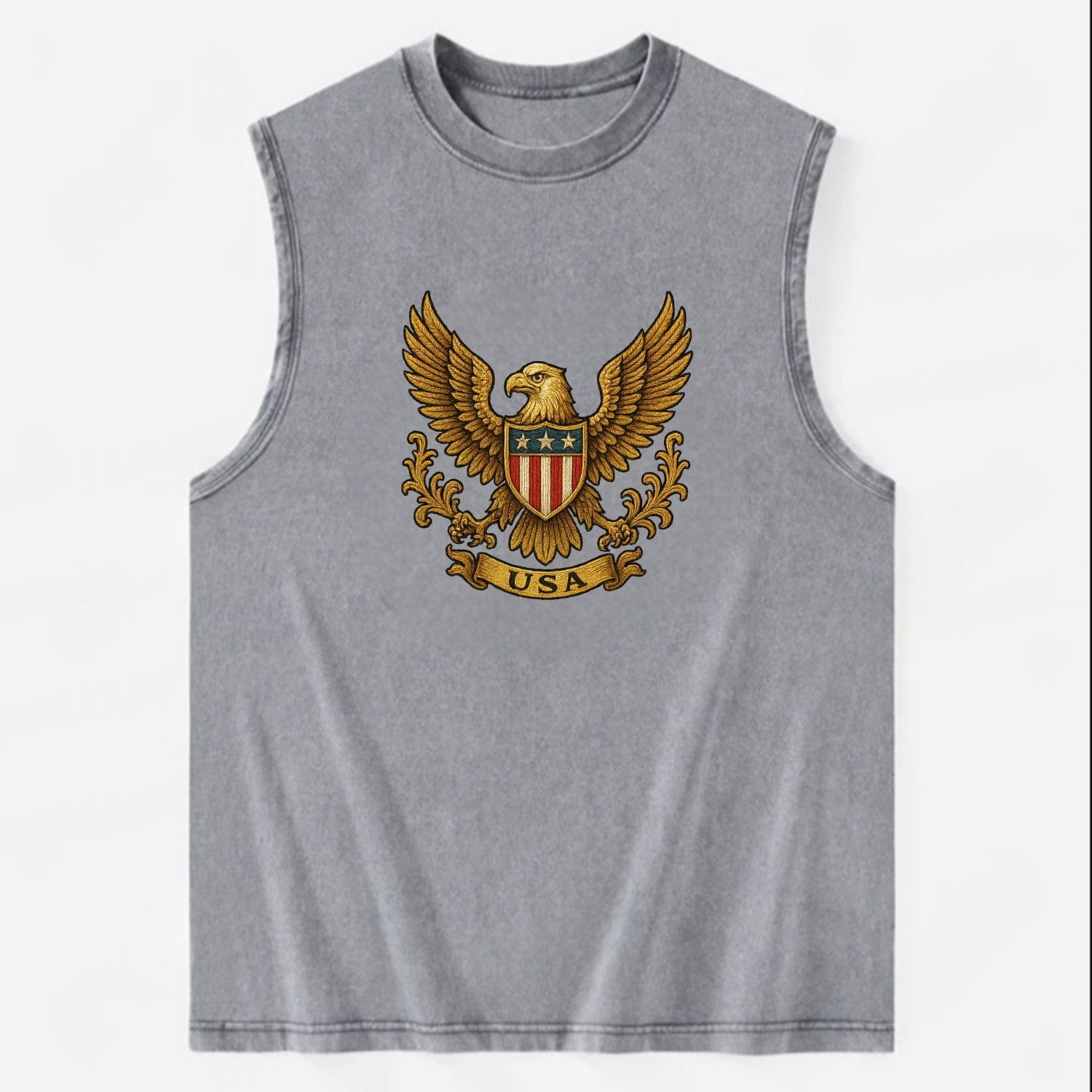 Usa Heritage Eagle 3 - Vintage Washed Tank - Grey