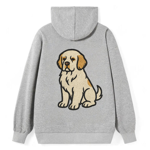 Clumber Spaniel - White with lemon markings embroidered pose - Classic Pullover Hoodie