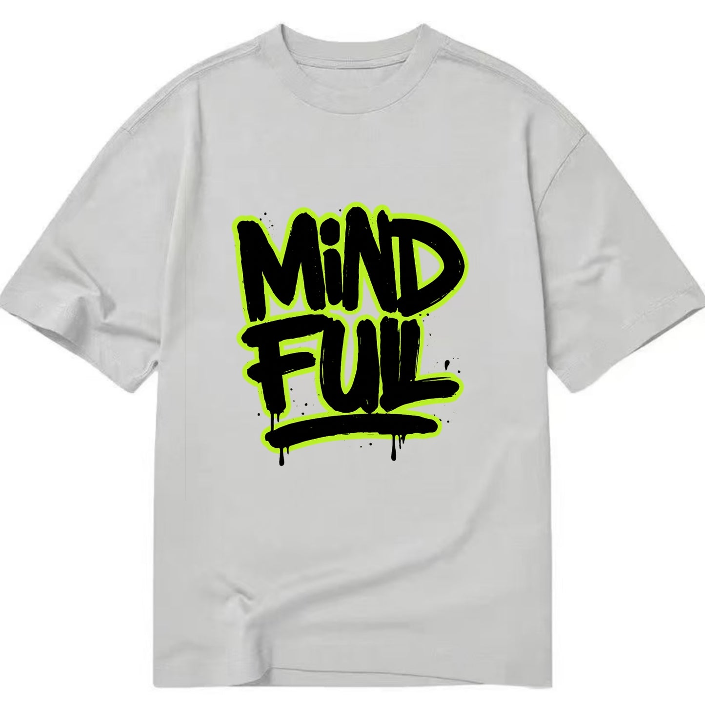 Bold typography design - "MINDFUL" - present awareness, conscious living - Classic T-shirt - Grey