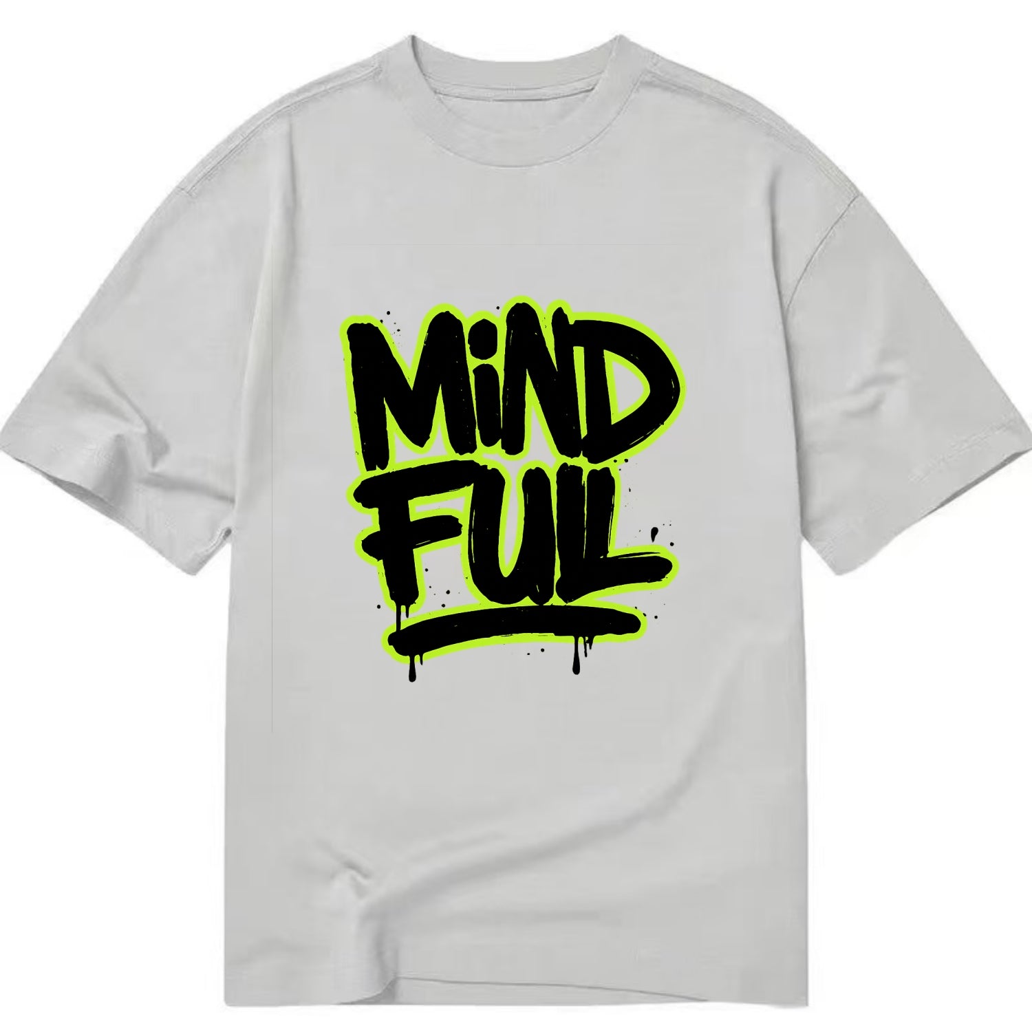 Bold typography design - "MINDFUL" - present awareness, conscious living - Classic T-shirt - Grey