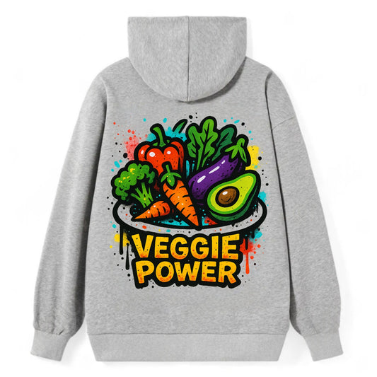 Colorful vegetables and plants on plate - plant-based lifestyle, veggie - Classic Pullover Hoodie - Grey