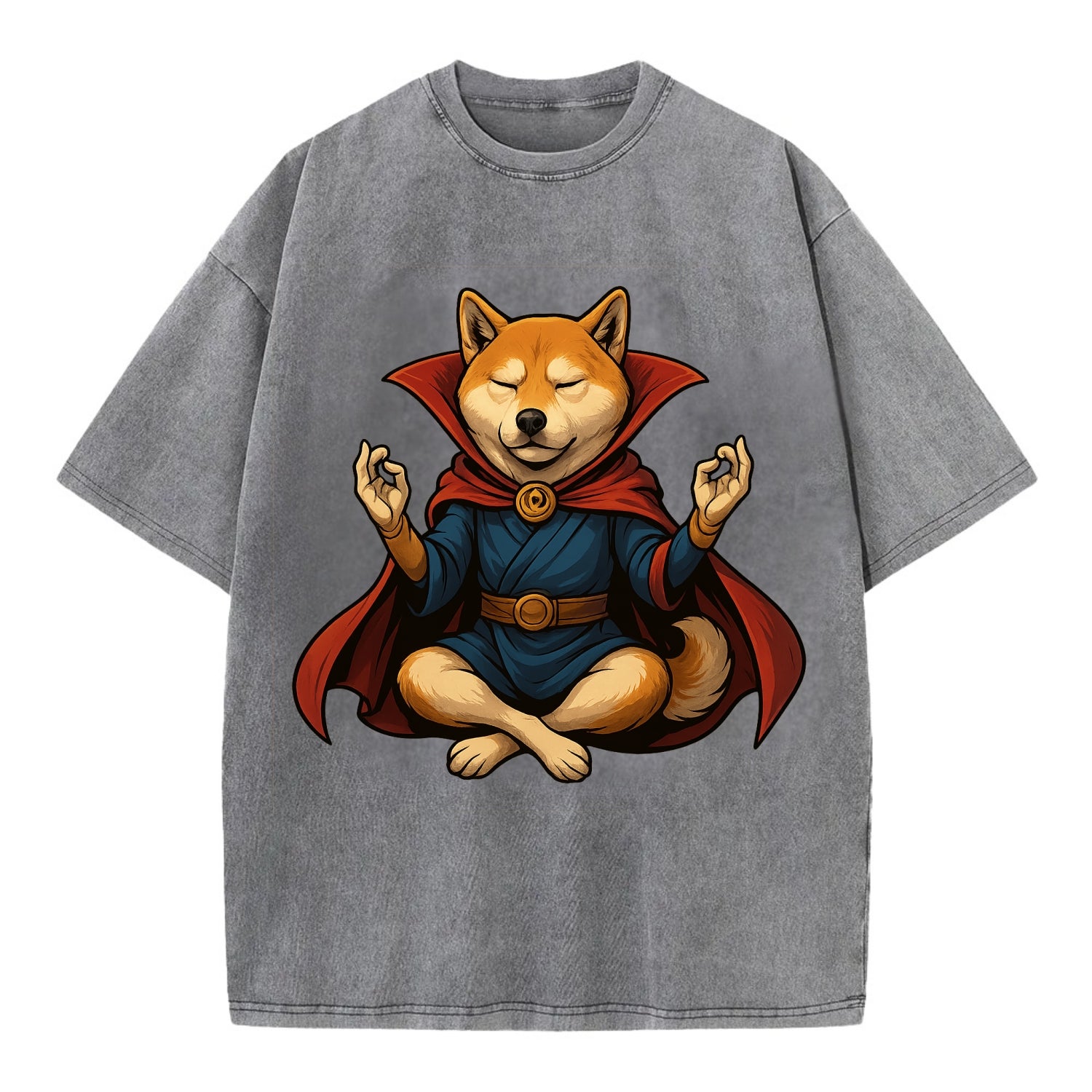 Shiba Inu Doctor Strange  - Vintage T-shirt - Grey