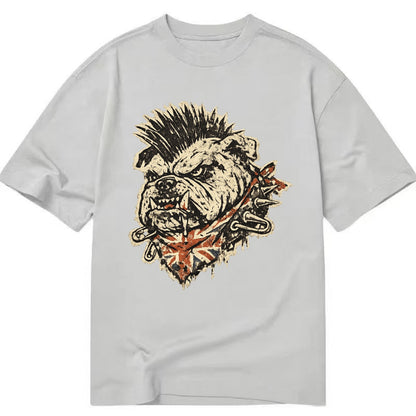 PUNK BULLDOG | British bulldog with mohawk | Safety pins through collar | Union - Classic T-shirt - Grey