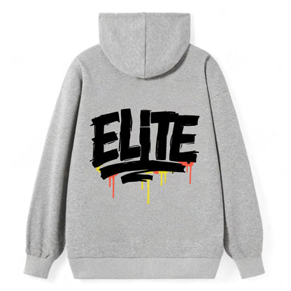 Bold typography design - "ELITE" - top tier, highest level - Classic Pullover Hoodie - Grey