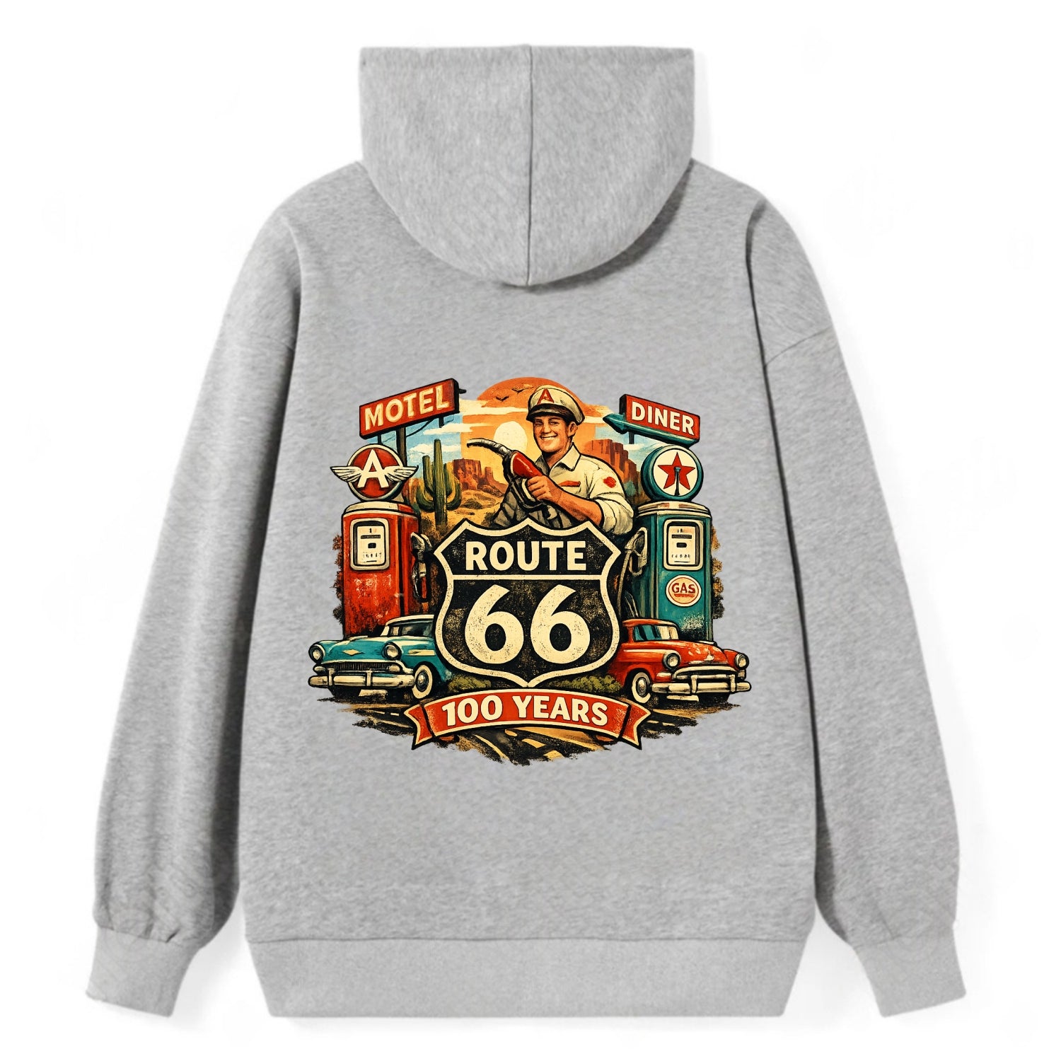 FILL ER UP | Vintage gas pumps | Flying A or Texaco style | Service - Classic Pullover Hoodie - Grey