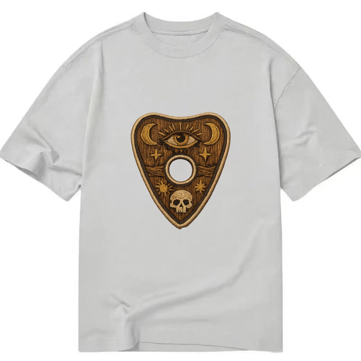 OUIJA PLANCHETTE - spirit board pointer in wood and gold , seance - Classic T-shirt - Grey