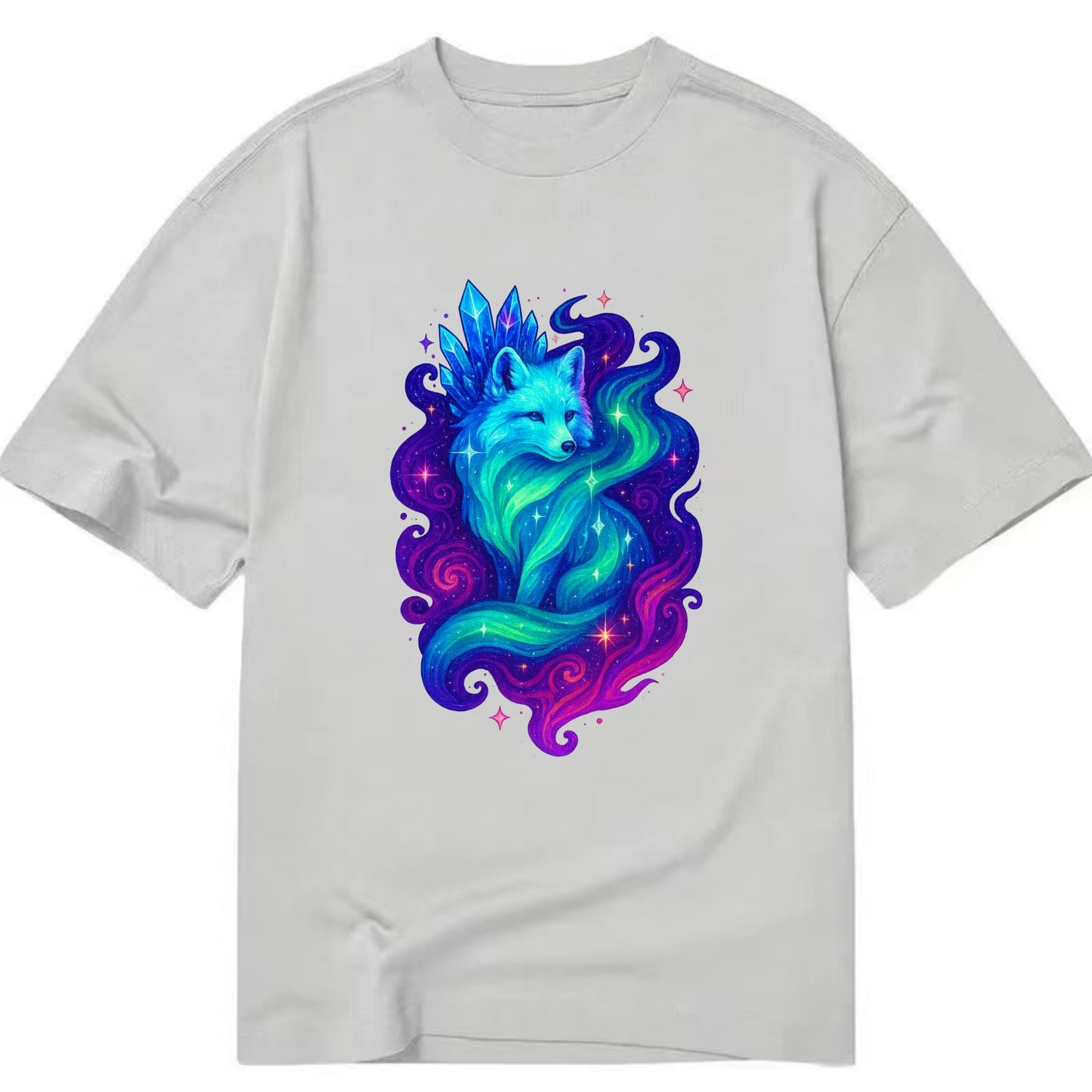 Ethereal arctic fox with fur that transforms into crystal formations, northern - Classic T-shirt - Grey