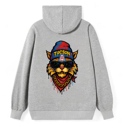 Tucson Wildcat wearing Arizona beanie with A patch - Classic Pullover Hoodie - Grey