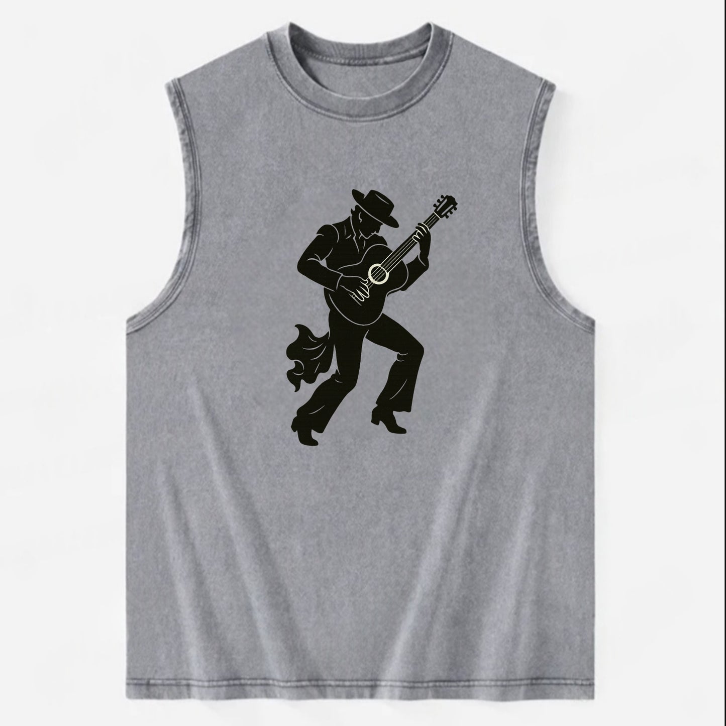 Flamenco guitarist dramatic pose - Vintage Washed Tank - Grey