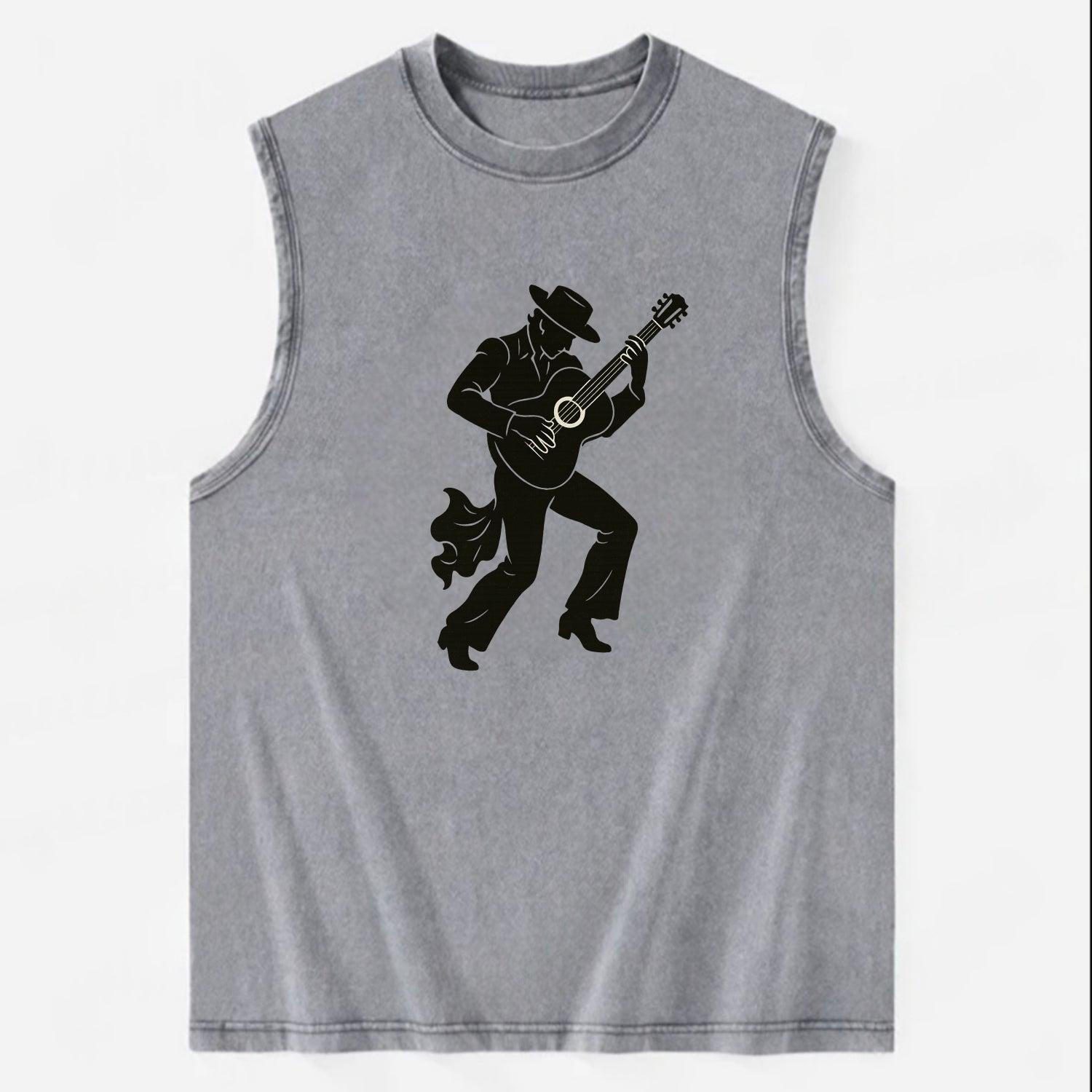 Flamenco guitarist dramatic pose - Vintage Washed Tank - Grey