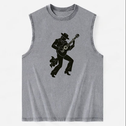 Flamenco guitarist dramatic pose - Vintage Washed Tank - Grey