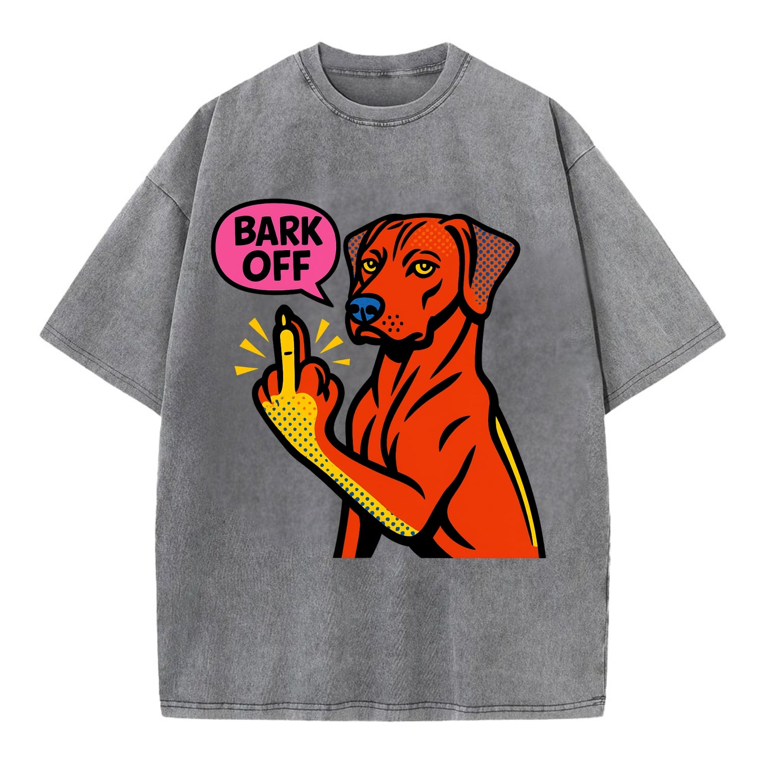 Rhodesian Ridgeback with distinctive ridge on back, athletic muscular paw up - Vintage T-shirt - Grey