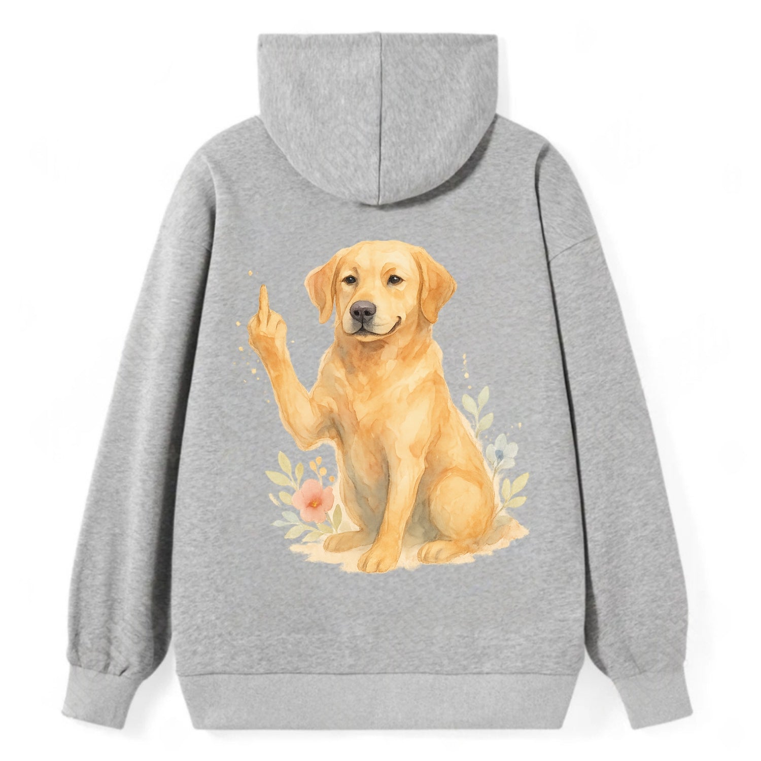 Labrador Retriever yellow sitting pretty, friendly face, strong paw up - Classic Pullover Hoodie - Grey