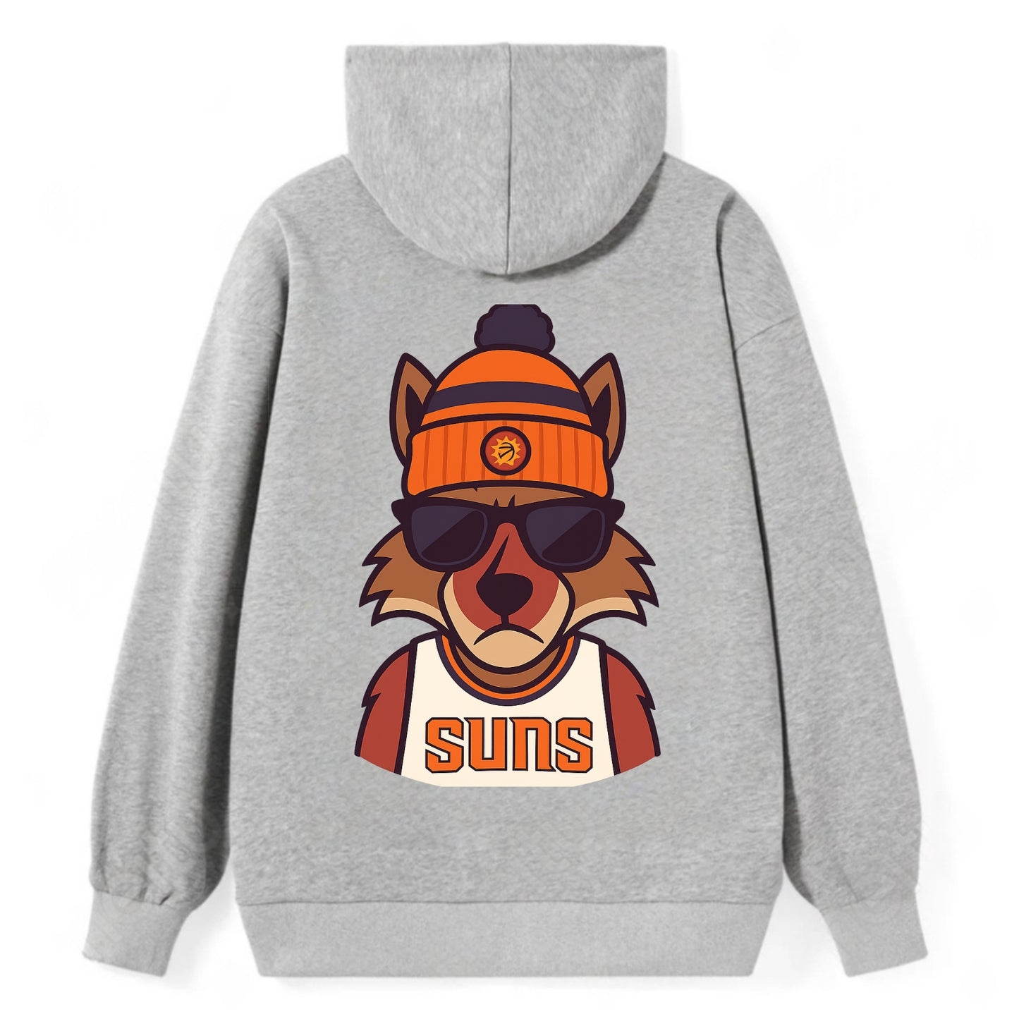 Arizona Coyote wearing Suns beanie with desert sun patch and wayfarer - Classic Pullover Hoodie - Grey