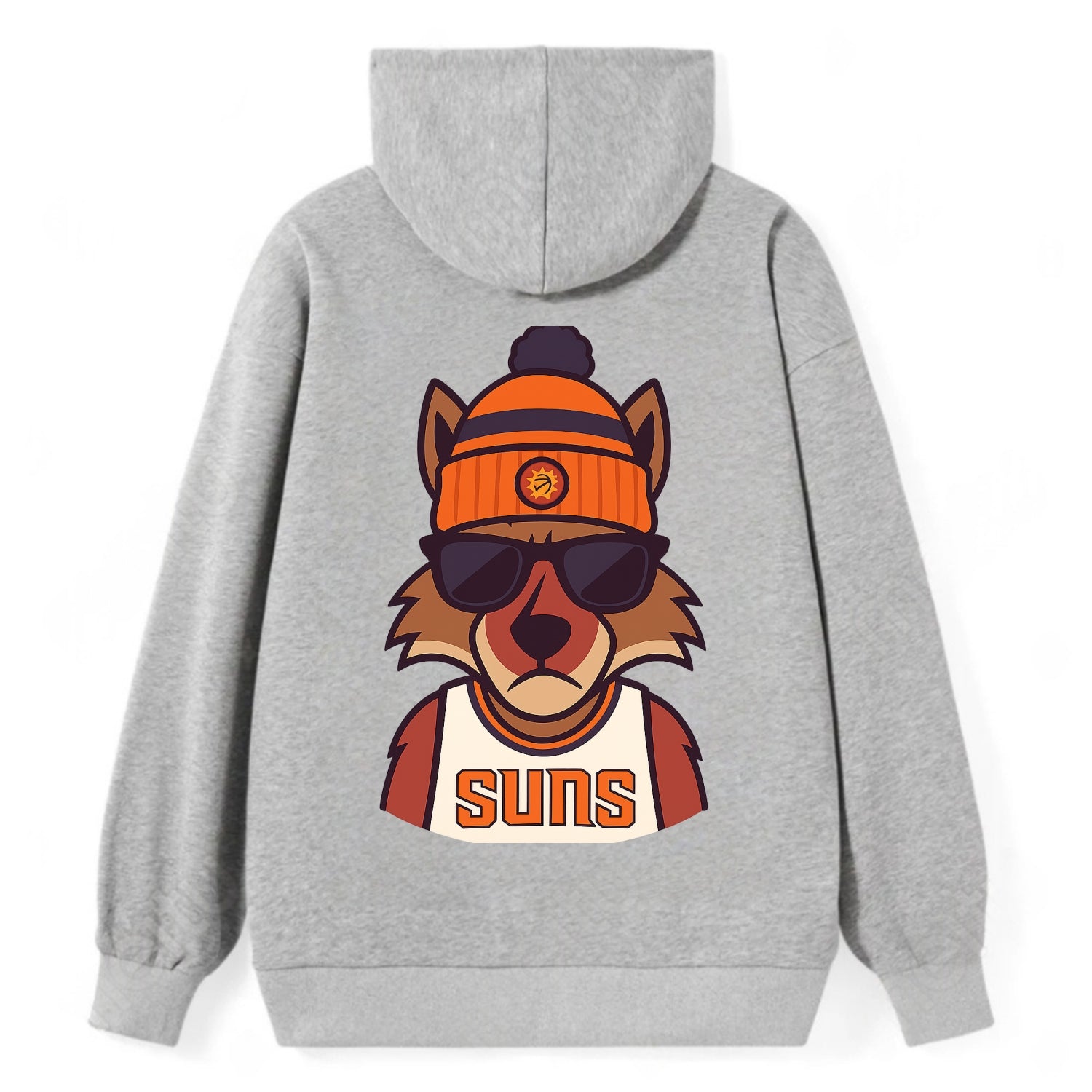 Arizona Coyote wearing Suns beanie with desert sun patch and wayfarer - Classic Pullover Hoodie - Grey