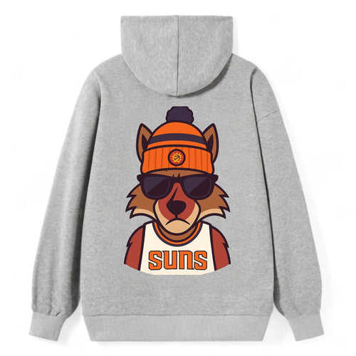 Arizona Coyote wearing Suns beanie with desert sun patch and wayfarer - Classic Pullover Hoodie