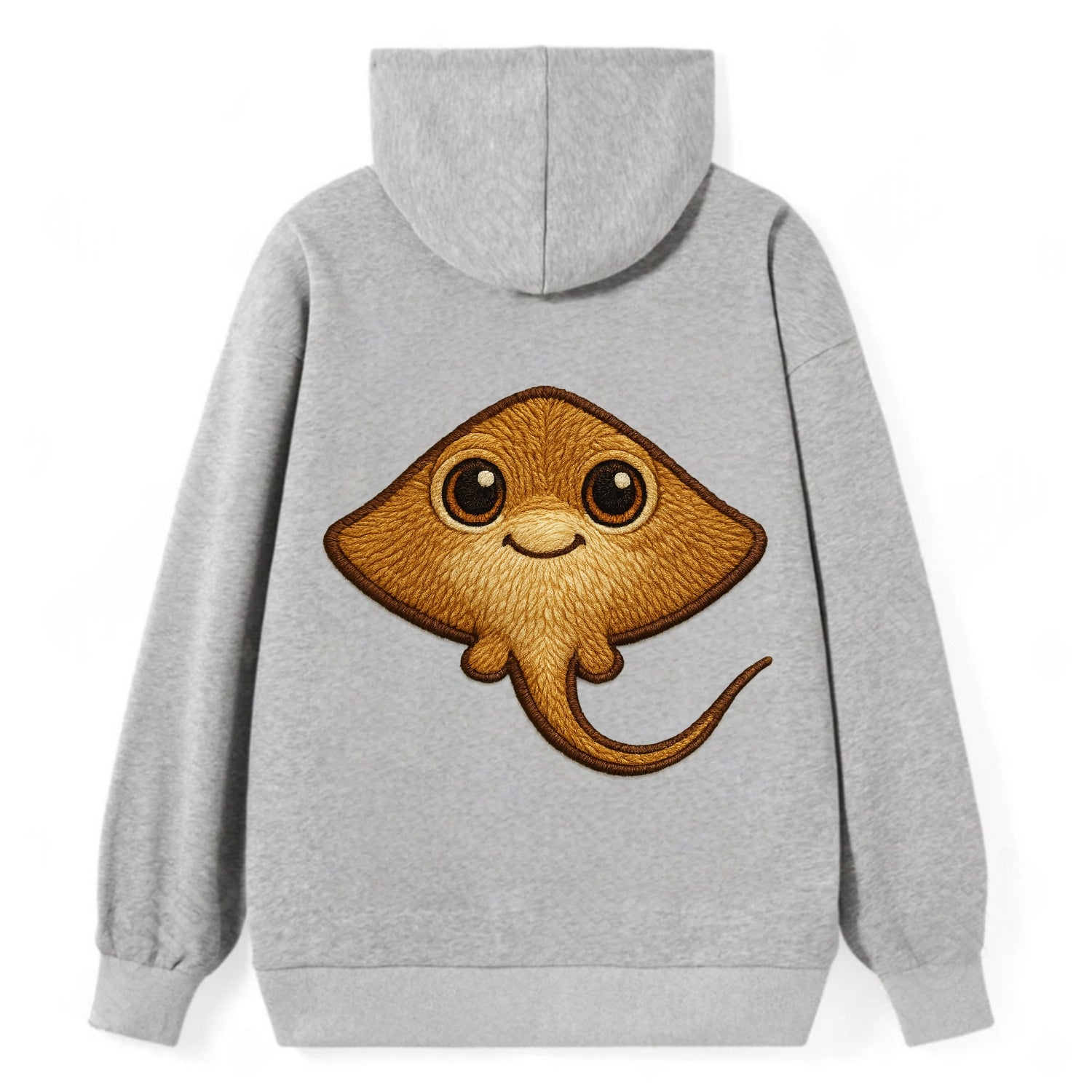 Baby Stingray - flat body, long tail, eyes on top, front-facing, friendly - Classic Pullover Hoodie - Grey