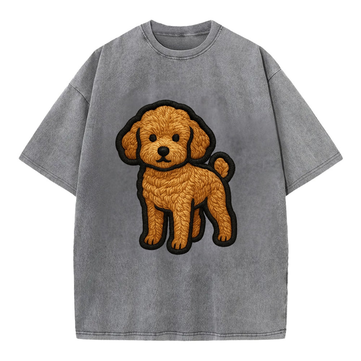 Toy Poodle - Trendy miniature design wit - Vintage T-shirt - Grey