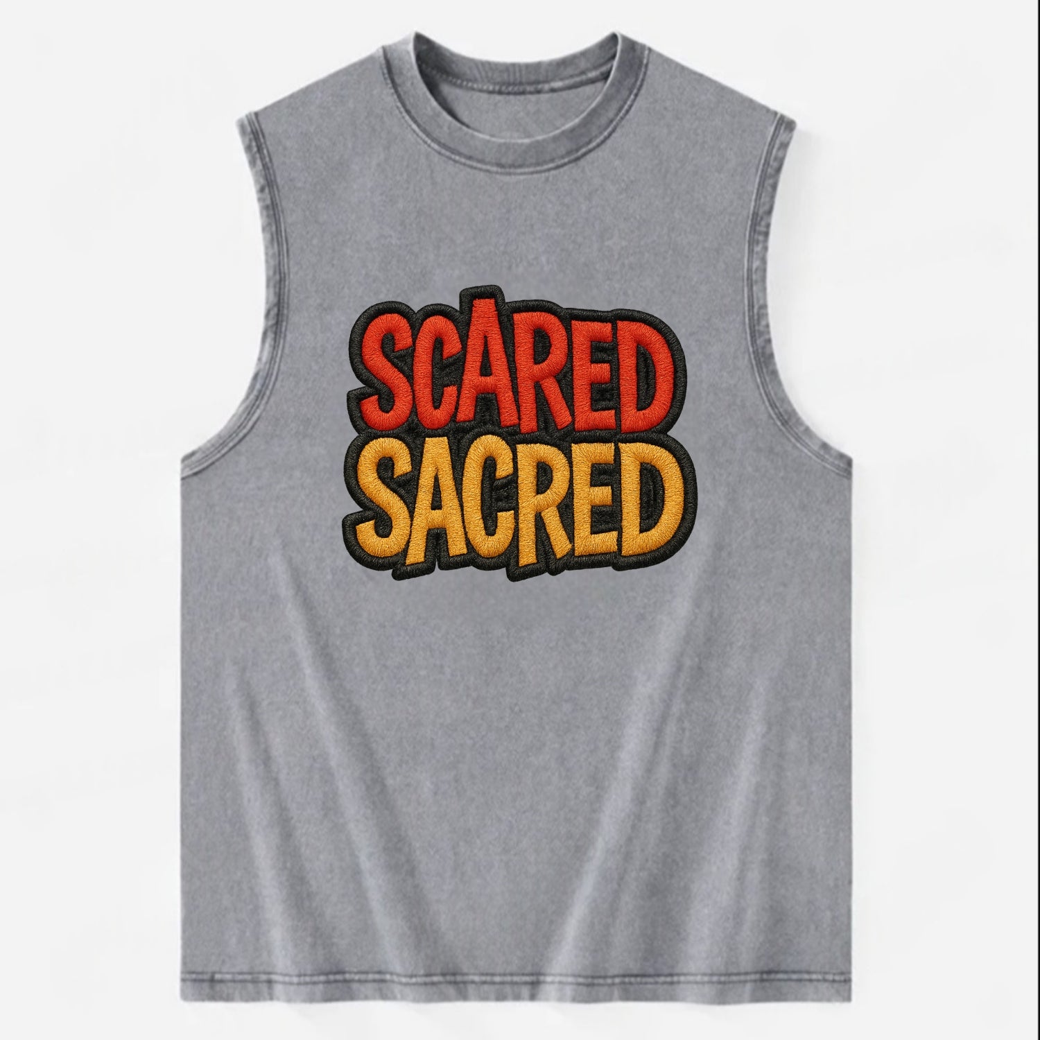 SCARED;SACRED JOURNEY Spiritual Purple Hat - Vintage Washed Tank - Grey