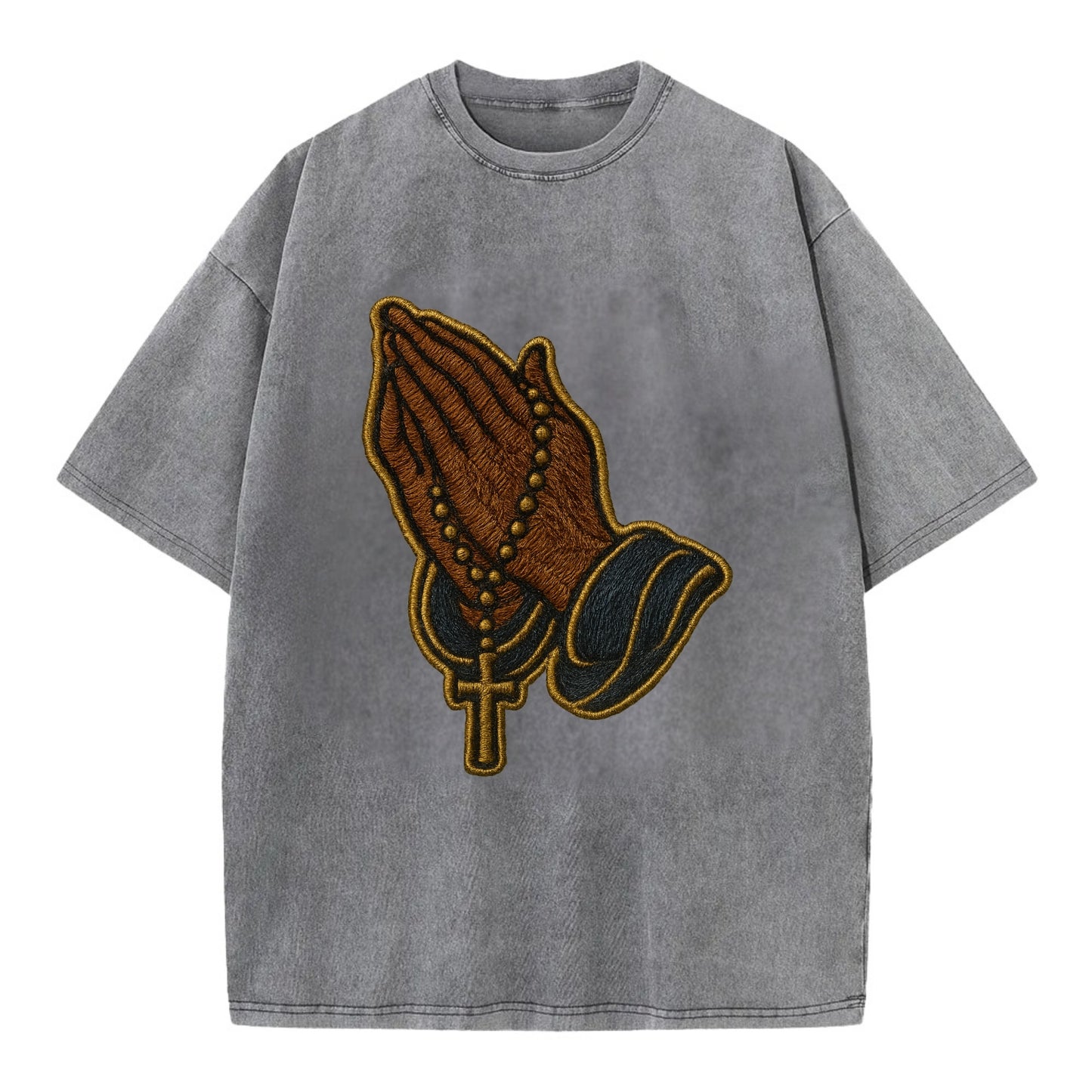 Praying Hands  - Vintage T-shirt - Grey