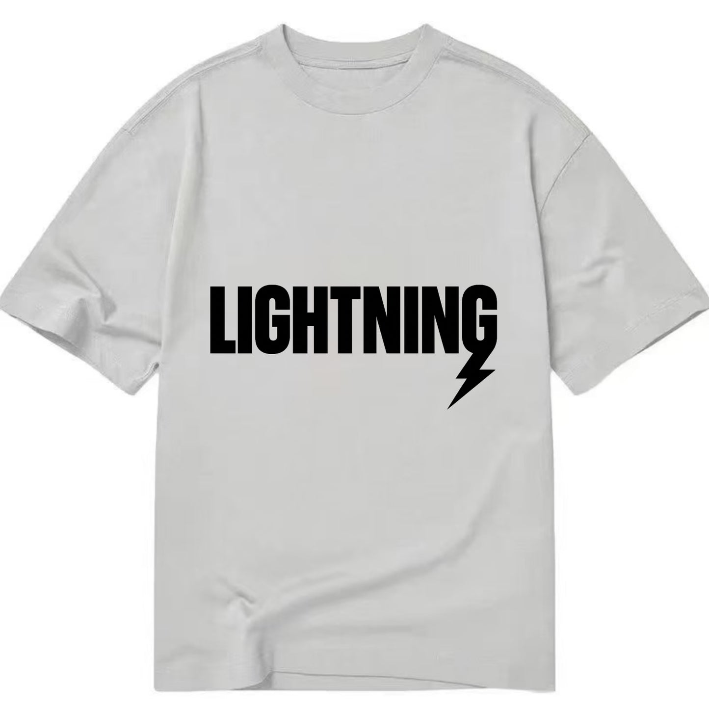 Bold typography design - "LIGHTNING" - fast, electric, striking - Classic T-shirt - Grey