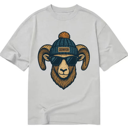 Colorado Rocky Mountain Bighorn Sheep wearing Denver beanie with pom pom and - Classic T-shirt - Grey