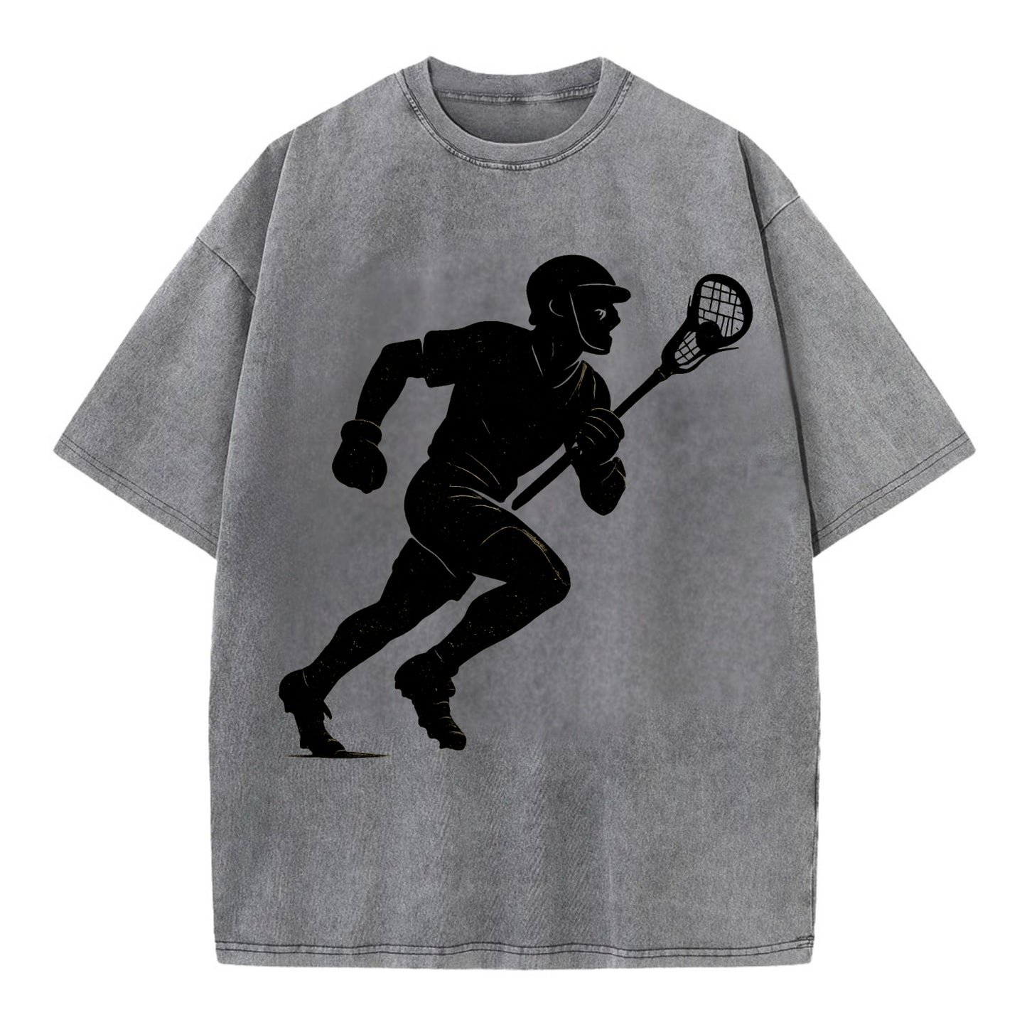Lacrosse player cradling and running - Vintage T-shirt - Grey