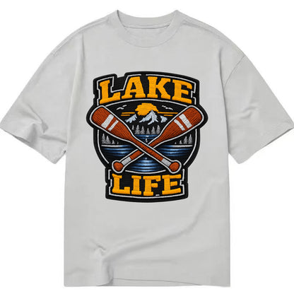 CANOE PADDLE - wooden paddle crossed in brown and cream , lake life - Classic T-shirt - Grey