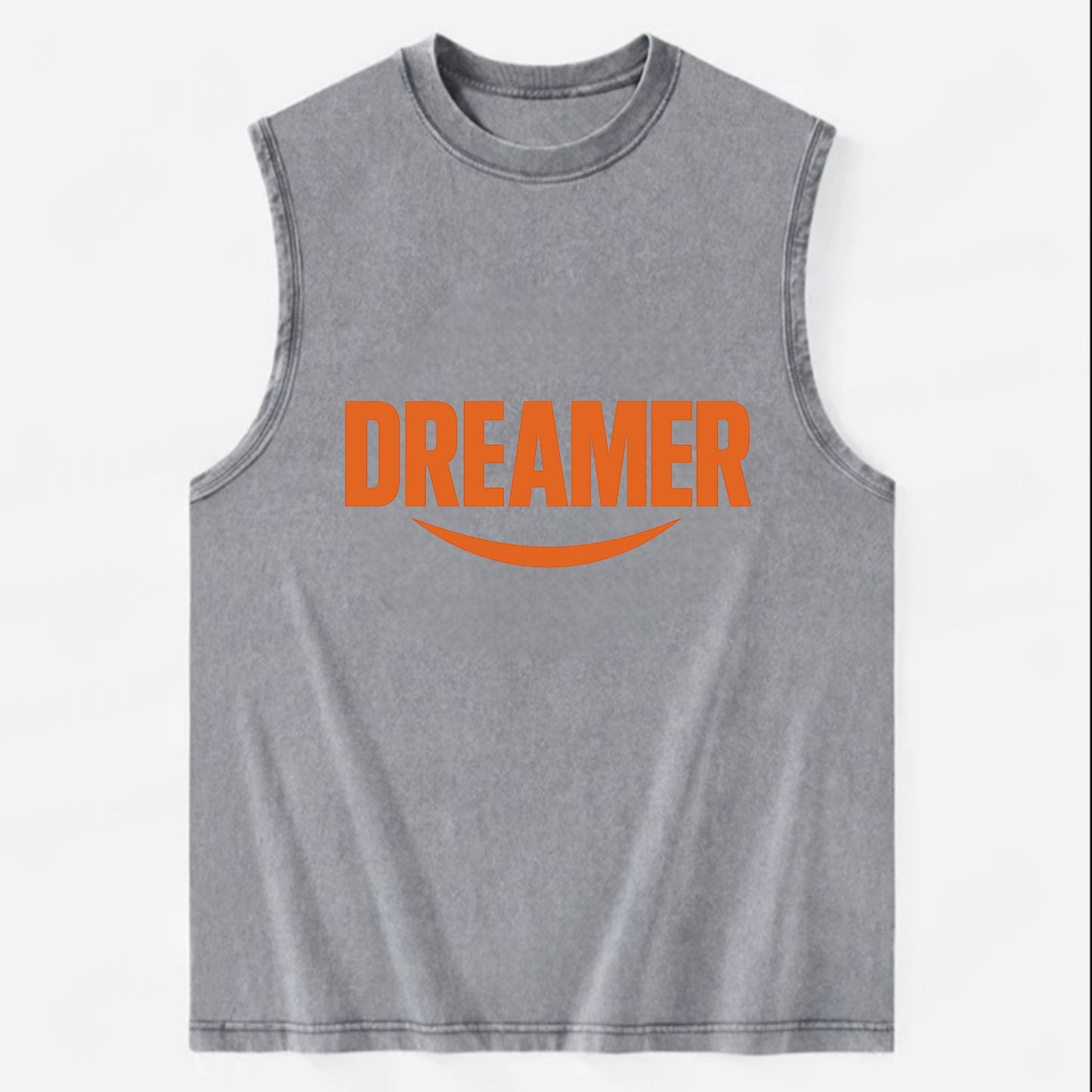 Bold typography design - "DREAMER" - imagination, seeing possibilities - Vintage Washed Tank - Grey