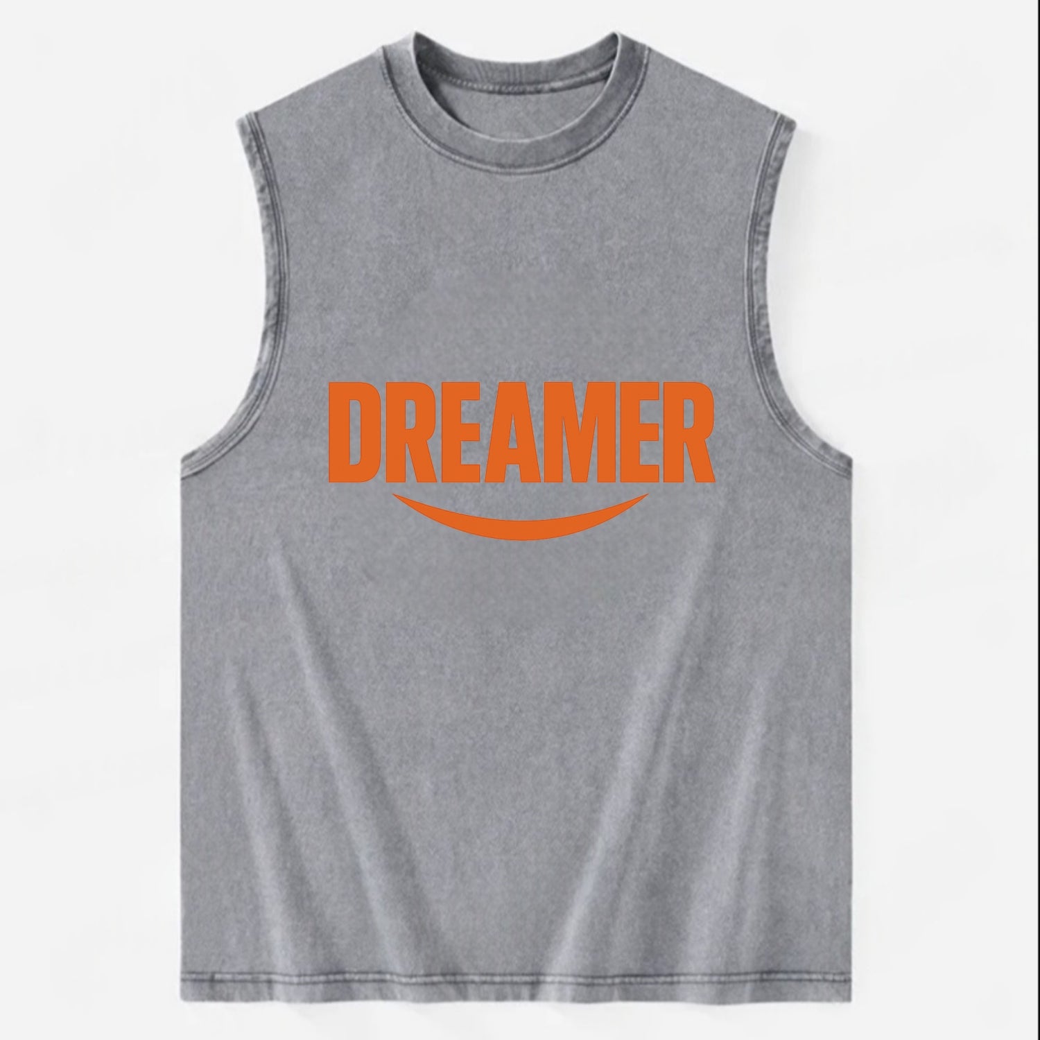 Bold typography design - "DREAMER" - imagination, seeing possibilities - Vintage Washed Tank - Grey