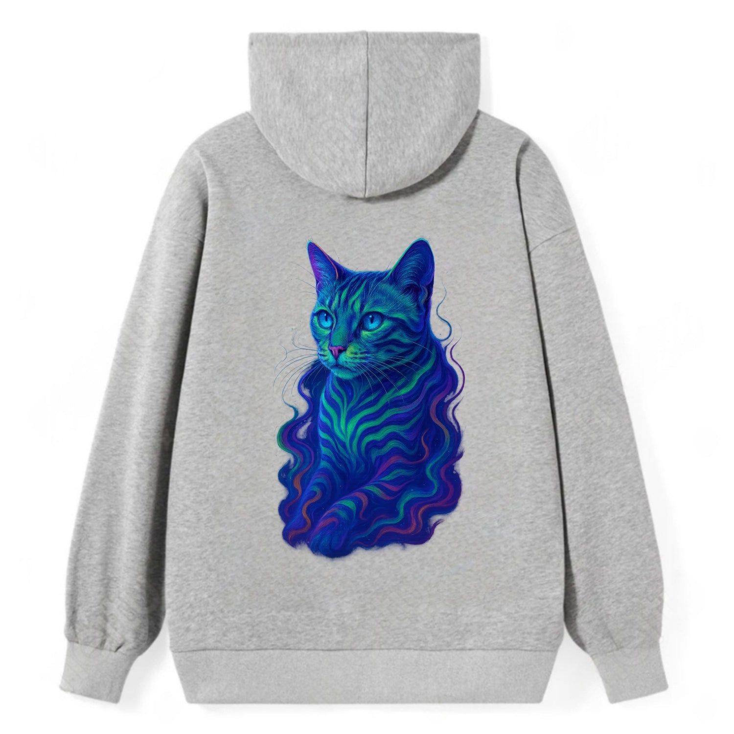 Exotic Bengal cat with aurora borealis colors flowing through its - Classic Pullover Hoodie - Grey