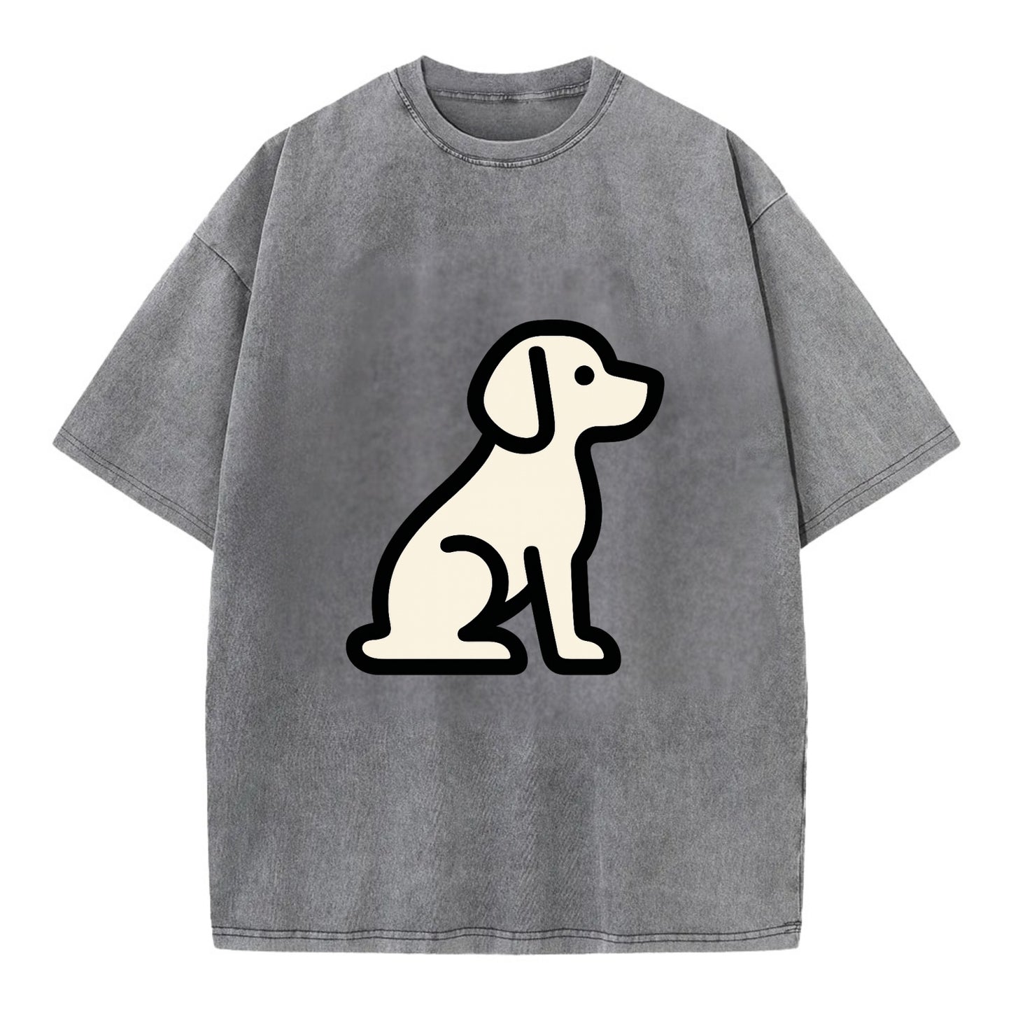 Beagle - Modern minimal sitting pose wit - Vintage T-shirt - Grey