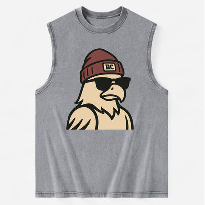 Chestnut Hill Eagle wearing Boston College beanie with BC patch - Vintage Washed Tank - Grey