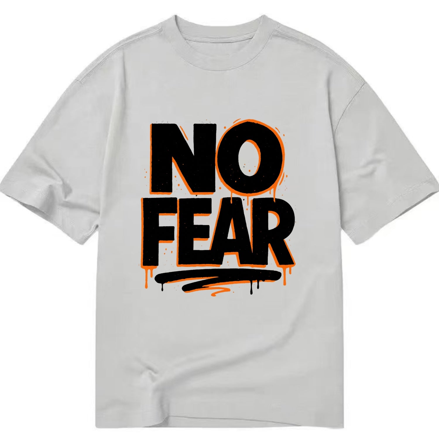 Bold typography design - "NO FEAR" - courage, bravery - Classic T-shirt - Grey