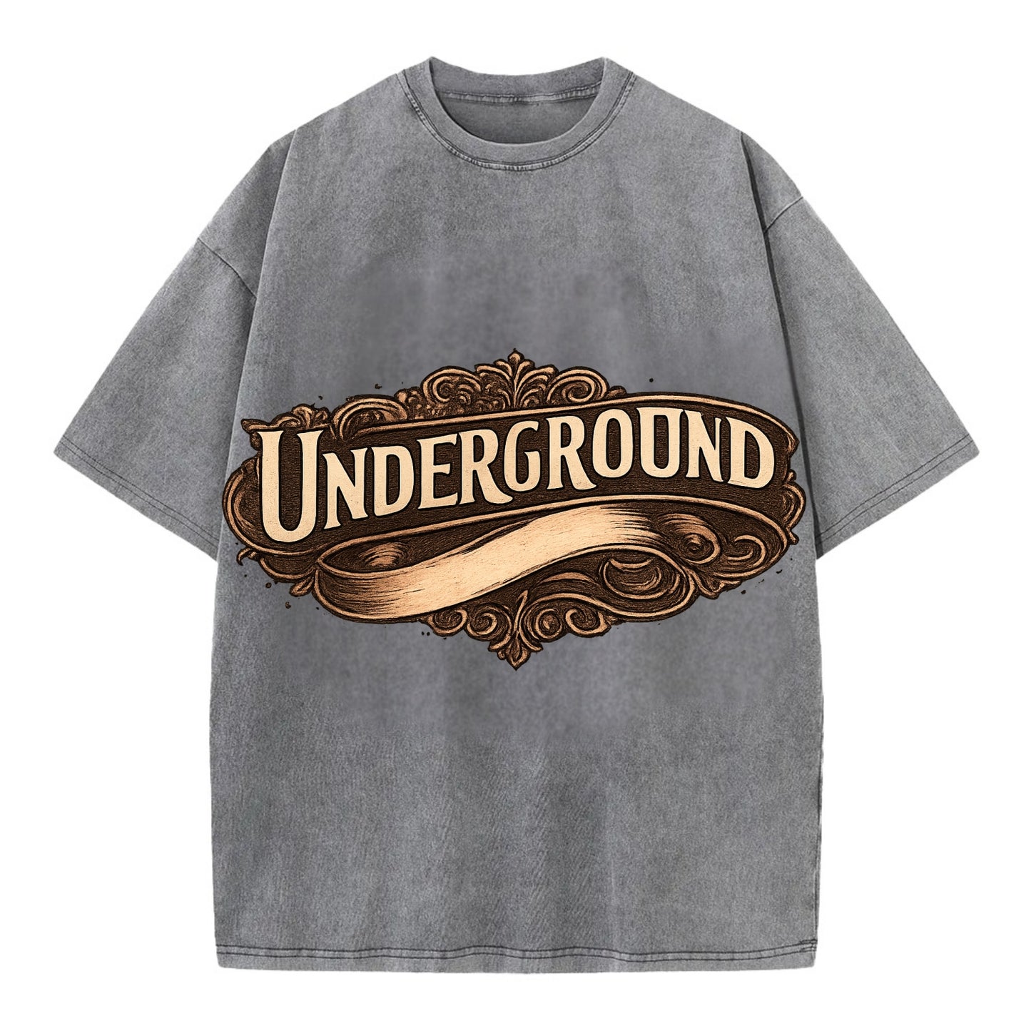 Bold typography design - "UNDERGROUND" - hidden scene, alternative - Vintage T-shirt - Grey