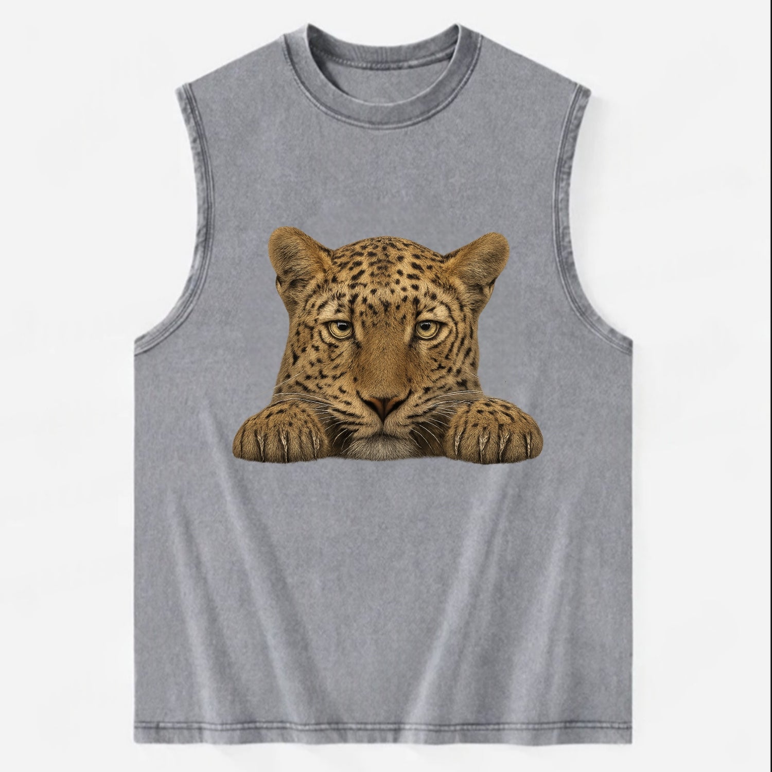 Leopard  - Vintage Washed Tank - Grey