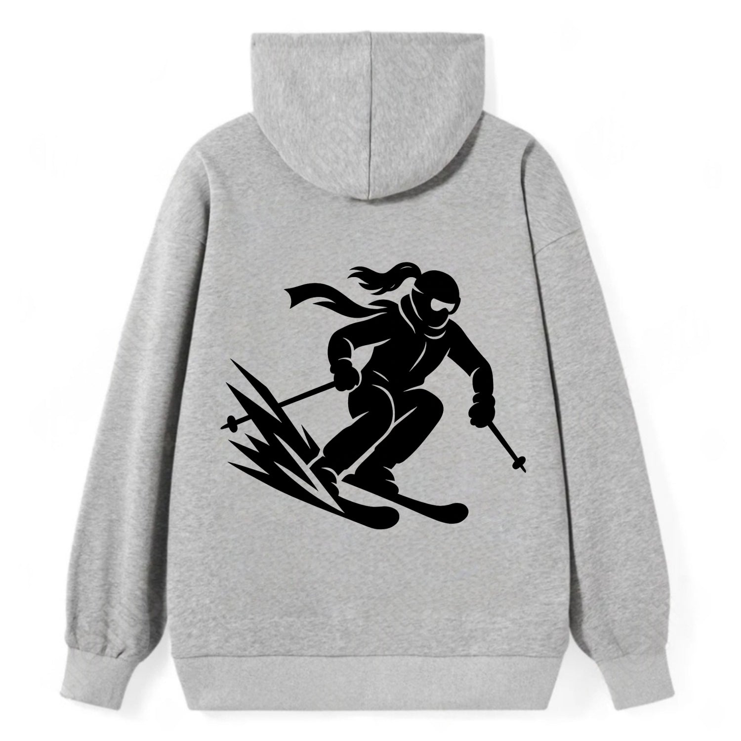 Skier carving down snowy slope - Classic Pullover Hoodie - Grey