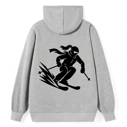 Skier carving down snowy slope - Classic Pullover Hoodie