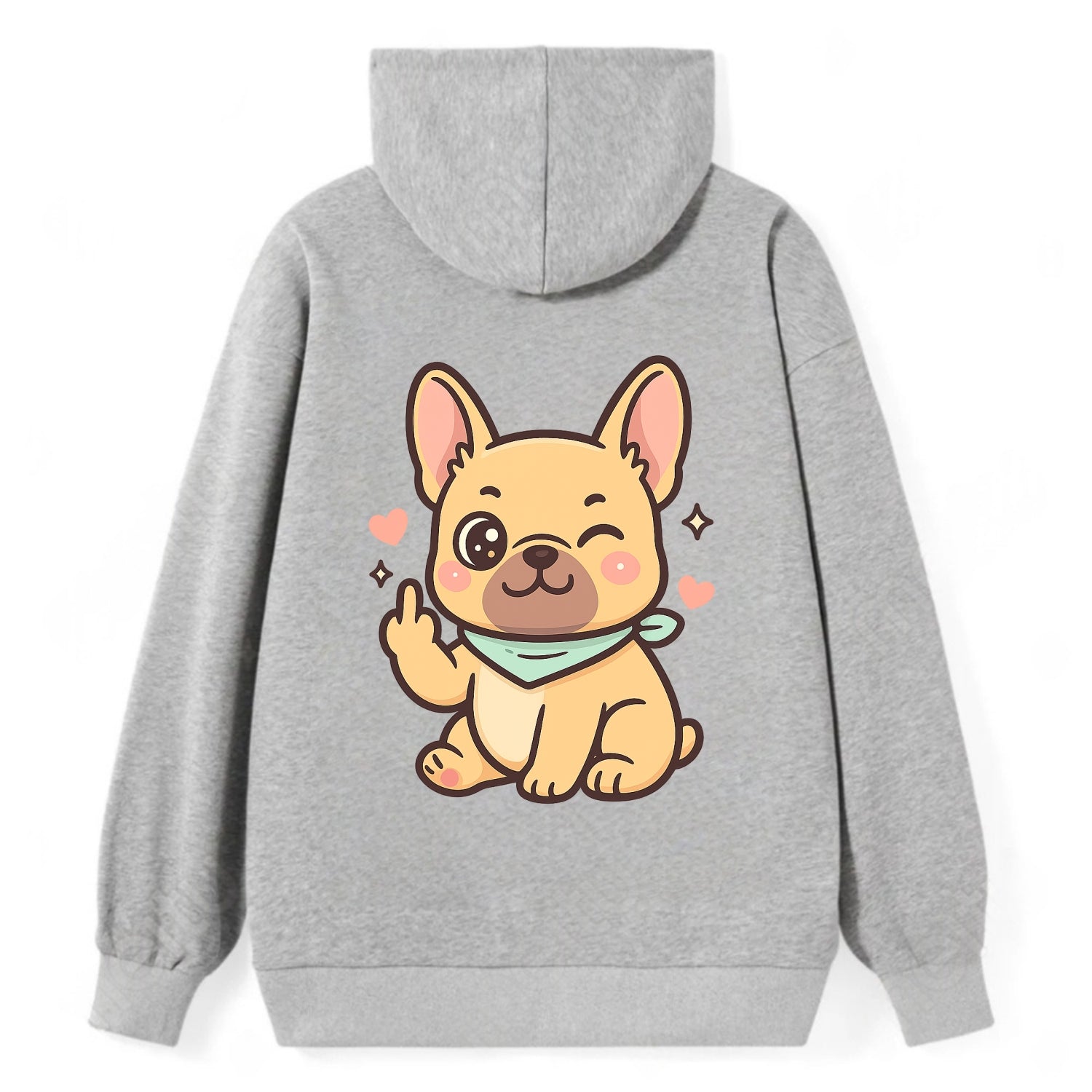French Bulldog sitting with bat ears up, strong paw with sass - Classic Pullover Hoodie - Grey