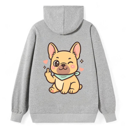 French Bulldog sitting with bat ears up, strong paw with sass - Classic Pullover Hoodie - Grey