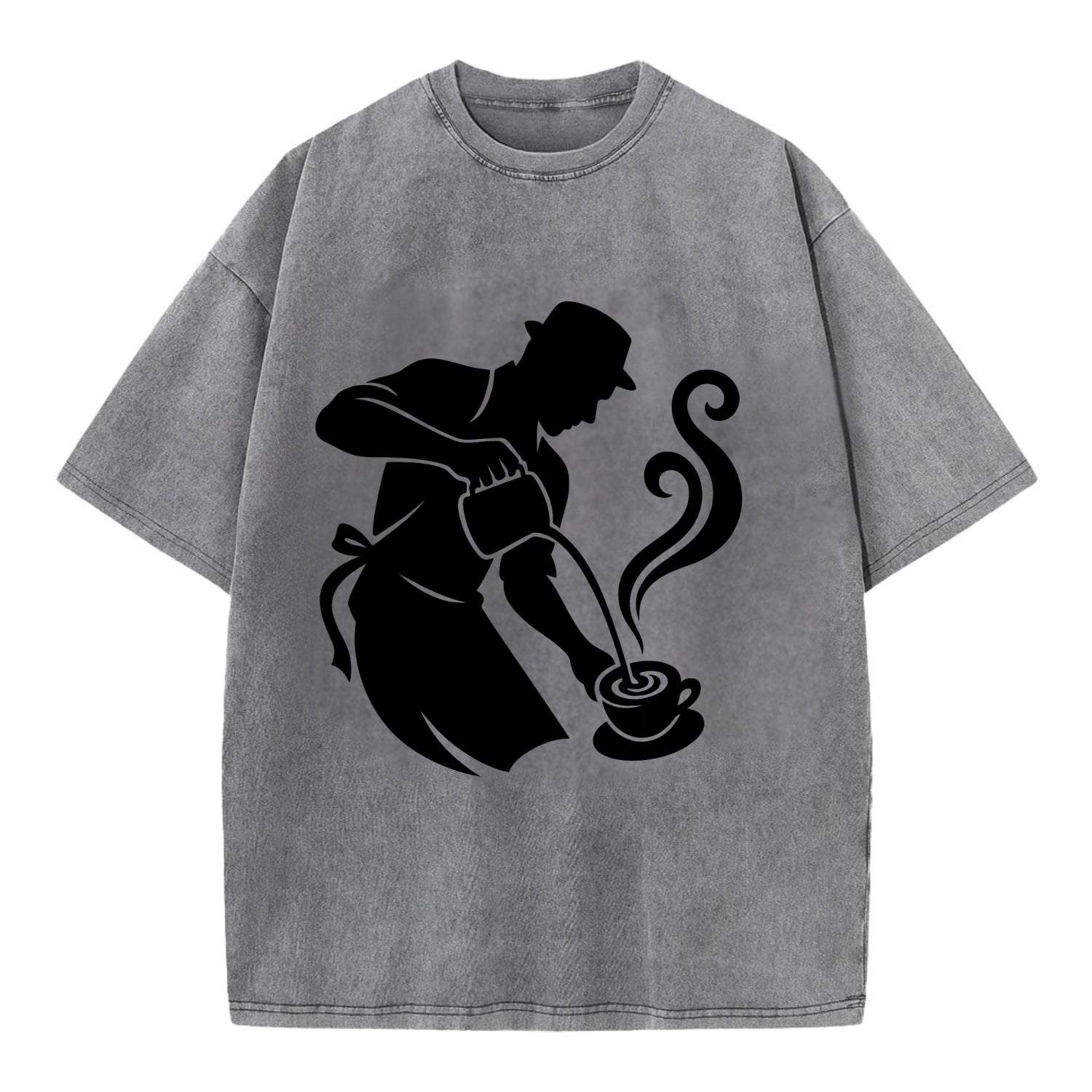 Barista creating latte art - Vintage T-shirt - Grey