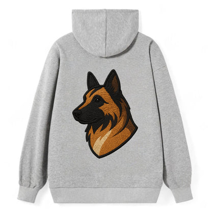 Belgian Tervuren - Fawn with black overlay embroidered design - Classic Pullover Hoodie - Grey