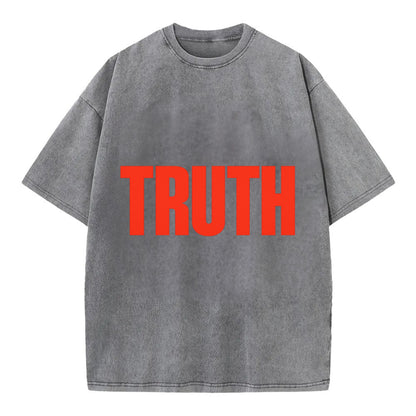 Bold typography design - "TRUTH" - honesty, reality - Vintage T-shirt - Grey
