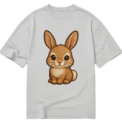 Baby Rabbit - long ears, fluffy white tail, pink nose, large brown eyes, - Classic T-shirt - Grey