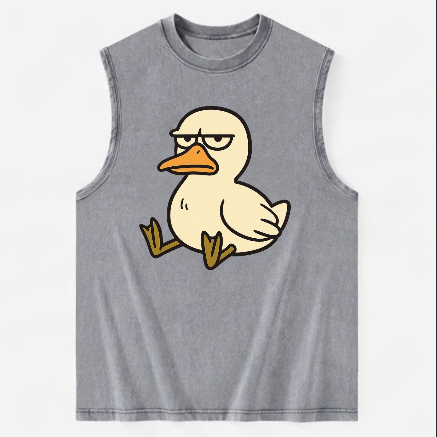 The Duck Judging Silently - Vintage Washed Tank - Grey